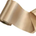 Champagne gold satin ribbon 10cm wide, smooth fabric roll for gift wrapping and wedding decor. - Gold
