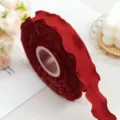 Nastro arricciato rosso da 2,5 cm rotolo di tessuto plissettato per fiocchi e regali. - Rosso