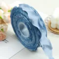 Light blue ruffled ribbon 2.5cm wide, perfect for DIY bows, gift wrapping and craft decoration. - Sky Blue