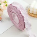 Pink Ruffled Chiffon Ribbon Pleated Fabric Trim for DIY Bows Gift Wrapping Decoration - Sakura Pink
