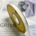Nastro grosgrain bianco testo inglese dorato 1cm per confezione regalo e bouquet floreale - Bianco puro