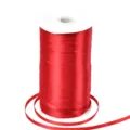 Nastro di raso rosso da 0.6cm in bobina per confezioni regalo, decorazioni e fai da te. - Rosso