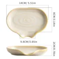 Ceramic soap dish with draining spout, kiln change glaze texture, washstand sink organizer, 14x8cm. - Ivory