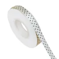 Nastro di raso a pois bianco e nero 1 cm di larghezza per fiocchi cucito artigianato decoro. - Taglia 25 / Punto Nero Bianco Latte