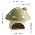 Ceramic mushroom incense burner and small pet house, cute desktop decoration in green color. - Grass Green