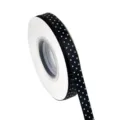 1cm zwart wit gestipt polyester lint voor doe-het-zelf ambachten, haarlokken en accessoires. - Maat 25 / Zwart