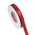 1cm Rode Stippen Lint Polyester Satijn Rol voor DIY Ambachten Haarstrikken Cadeauverpakking - Maat 25 / Rood
