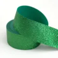 Green glitter ribbon roll for Christmas gift wrapping, DIY bows and holiday party decorations. - 4cm / Green