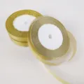 Bobina di nastro glitterato dorato per confezioni regalo e decorazioni natalizie. - Rotolo Regolare / Oro