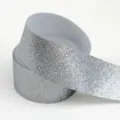 Silver glitter ribbon roll for gift wrapping, Christmas tree decoration and DIY crafts. - 4cm / Silver