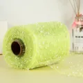 Lichtgroene sneeuwstip tule stof rol voor bloemboeket inpakken en geschenkverpakking - 14.2cm Breedte 15m Lengte / Fruitgroen