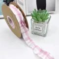 2.5cm rosa weiße karierte Rüschenband Blase Textur Stoff für DIY Geschenke Blumen - 2.5cm Breit x 9m / Rosa