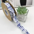 Blaues weißes Karoband 2.5cm wellenförmiger Rand Blasenkrepp Band für Geschenkverpackung DIY - 2.5cm Breit x 9m / Blau