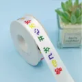 Nastro di raso bianco con stampa di buon compleanno colorata per confezioni regalo e torte. - 2.5cm - Felice per Sempre