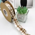 2.5cm bruin ruitlint bubbel textuur golvende rand stof DIY strik ambacht verpackung - 2.5cm Breed x 9m / Donker kaki