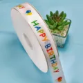 Birthday ribbon roll white satin gift wrapping cake packaging decorative ribbon for party - 2.5cm x 100 Yards - Happy Balloon