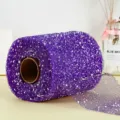 Paarse sneeuwvlok tule mesh rol voor prachtige bloemenboeket en cadeauverpakking. - 14.2cm Breedte 15m Lengte / Paars