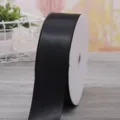 Black satin ribbon 0.6-5cm polyester fabric for gift wrapping, crafts and hair accessories. - Black Double-Sided 4cm Width 90M Length