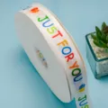 Colorful printed satin ribbon for gift box packaging, birthday and party decoration. - 2.5cm x 100 Yards - Just Balloon