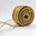 Nastro trasparente dorato in organza con bordo in filo per confezione regalo e decoro. - 9m Lunghezza 4cm Larghezza / Cachi