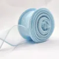 Nastro in organza azzurro chiaro con bordo metallico rotolo trasparente per confezione bouquet - 9m Lunghezza 4cm Larghezza / Azzurro