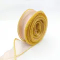 Nastro in Organza 4cm Bordo Oro Nastro di Siffon Trasparente per Fiocchi DIY e Confezioni - 9m Lunghezza 4cm Larghezza / Rosa Coreano con Bordo Oro