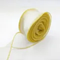 Nastro in organza trasparente bianco con bordo metallico dorato per bouquet e fai. - 9m Lunghezza 4cm Larghezza / Bordo Bianco-Oro