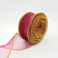 Nastro in organza borgogna 4cm bordo dorato per confezione regalo fai da te fiocco. - 9m Lunghezza 4cm Larghezza / Bordeaux con Bordo Oro