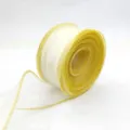 Nastro organza 4cm bordo dorato per fiocchi fai da te, confezioni regalo e accessori capelli - 9m Lunghezza 4cm Larghezza / Bianco Beige con Bordo Oro