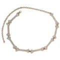 Ceinture chaîne os en strass de couleur or pour femmes, accessoire de mode gothique. - Chaîne de Taille Os en Strass / Or