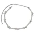 Chaîne de corps os en strass, bijoux de taille argentés pour femmes, accessoire punk chic. - Chaîne de Taille Os en Strass / Argent