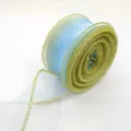Nastro in organza blu da 4 cm con bordo dorato per confezione bouquet e fiocchi fai-da-te. - 9m Lunghezza 4cm Larghezza / Celeste con Bordo Oro