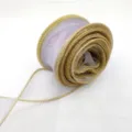 Nastro rete di pesce viola 4cm bordo oro chiffon ondulato per bouquet accessori capelli - 9m Lunghezza 4cm Larghezza / Viola Salsa di Pesce con Bordo Oro