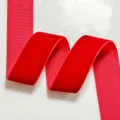 Red Single-Sided Velvet Ribbon Flocked Webbing for Gift Wrapping and DIY Hair Bows. - 2.5cm (5 Yards) / Red
