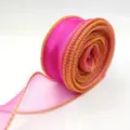 Nastro in Organza Rosa 4cm con Bordo in Filo Dorato per Confezioni Bouquet e Accessori Capelli Fiocco - 9m Lunghezza 4cm Larghezza / Rosso Rosa con Bordo Oro