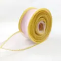 Nastro in organza rosa con bordo metallizzato dorato per bouquet e fai da te 4cm - 9m Lunghezza 4cm Larghezza / Rosa Fiore di Ciliegio con Bordo Oro