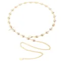 Catena da vita in lega color oro con ciondoli a forma di pallone da calcio e maglie delicate. - Catena da Vita Calcio / Oro