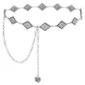 Belle chaîne de taille en métal argenté vintage pour femmes, accessoire pour robe. - Chaîne de Taille Losange / Argent antique
