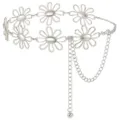 Ceinture chaîne en métal marguerite argentée femme bohème vintage bijoux de taille réglables - Chaîne de Taille Fleur / Argent