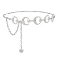 Ceinture chaîne en métal argenté avec breloques lune et soleil, accessoire de taille boho. - Chaîne De Taille Lune / Argent