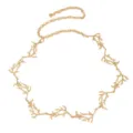 Gold metal waist chain for women dress, delicate twig branch design decorative belt accessory. - Coral Branch / Gold