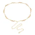 Gold metallic snake waist chain with detailed scale links, stylish and adjustable design. - Snake Waist Chain / Gold