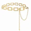 Cintura a catena dorata in metallo da donna, maglie geometriche con ciondolo pendente. - Catena da Vita Quadrata Traforata / Oro