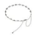 Silver metal leaf waist chain for women fashion belt detail view gorgeous delicate accessory - Leaf Waist Chain / Silver