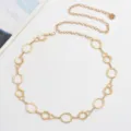 Elegant gold metal waist chain belt, vintage circular links design for women fashion accessories. - Loop Waist Chain / Gold