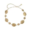 Vintage goldfarbene Metallkette Gürtel für Damen mit Retro Segelboot Münzanhängern und feinen Gliedern. - Gold Ovale Taillenkette