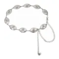 Vintage silver metal waist chain with bull head oval concho plates, fashion body jewelry. - Bull Head Waist Chain / Silver