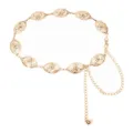 Retro gold metal waist chain for women vintage oval plate belt body jewelry adjustable - Bull Head Waist Chain / Gold