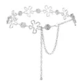 Chaine de taille en metal argente avec pendentifs fleuris irreguliers et roses pour femmes corps bijoux - Style Fleur et Rose / Argent