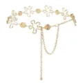 Chaîne de taille dorée pour femme, avec des maillons floraux irréguliers et des breloques. - Style Fleur et Rose / Or